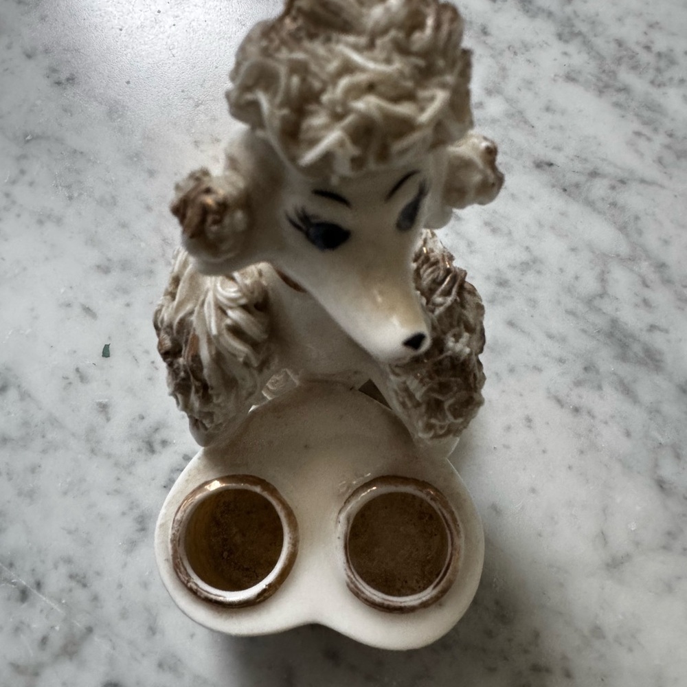 1950’s Vintage spaghetti Poodle porcelain lipstick holder - Picture 12 of 13